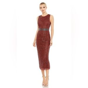Mac Duggal Geometric Beaded Midi Cocktail Dress #12